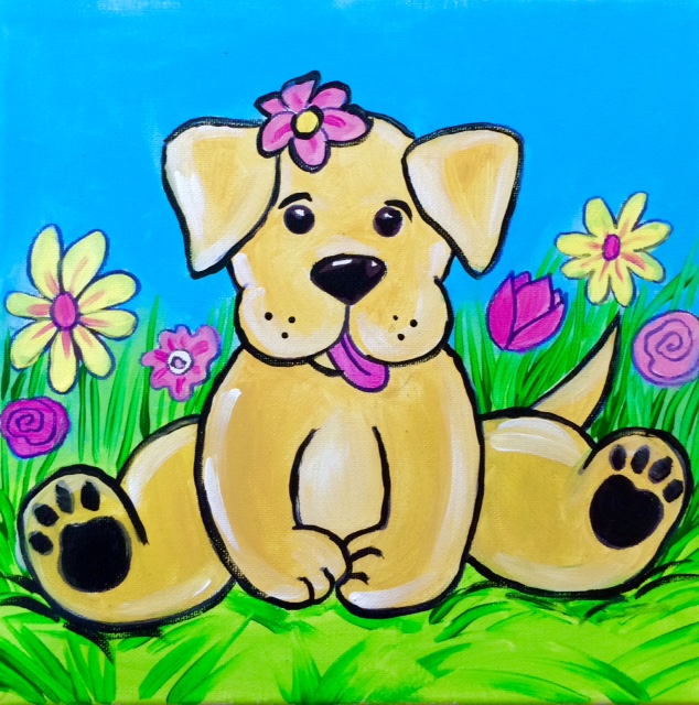 A puppy in the flowers!